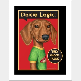 Cute Doxie Dog with green shirt on Dachshund Wearing Green Top Posters and Art